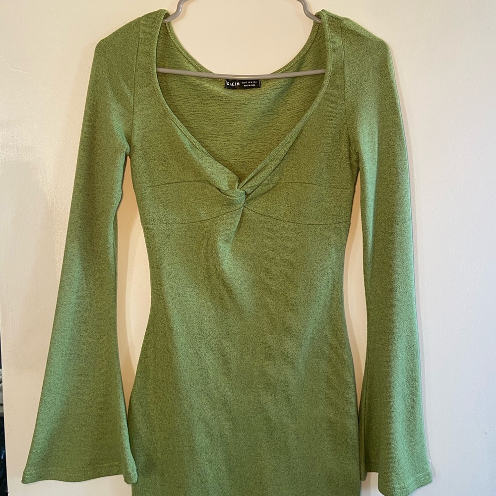 SHEIN Olive Knit Dress